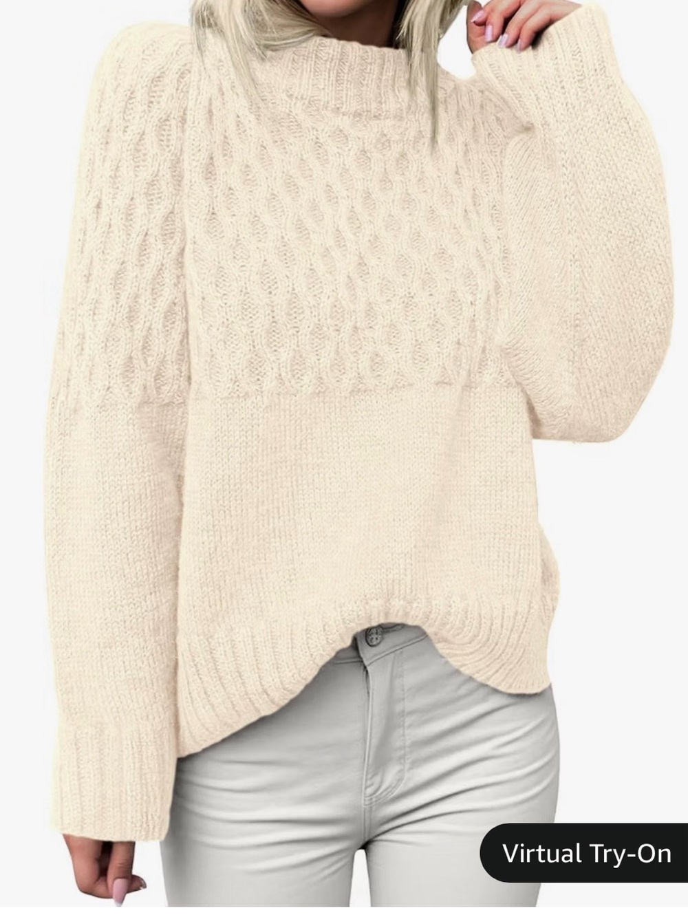 Cozy Cream Cable-Knit Turtleneck Sweater - Women's